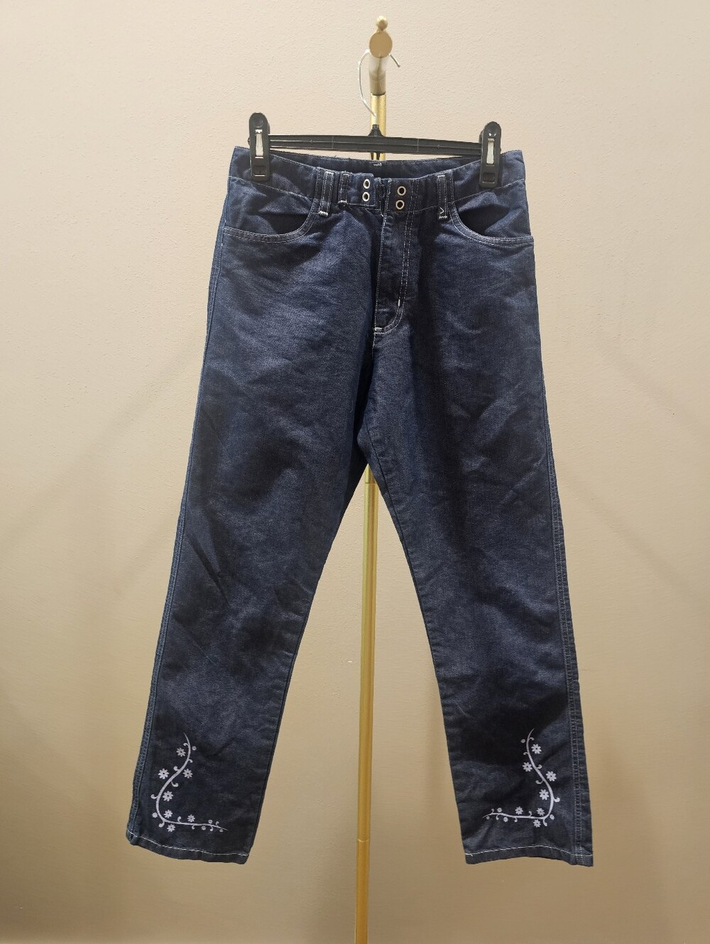 Vintage OP Mid Rise Dark Blue Embroidered Jeans - Kids/Juniors